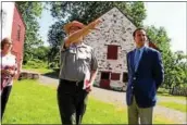  ?? PHOTO COURTESY OF RYAN COSTELLO’S OFFICE ?? U.S. Rep. Ryan Costello, R-6th Dist., receives a tour of Hopewell Furnace from National Historic Site Manager David Blackburn in August.