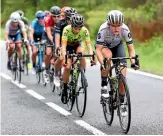  ?? GETTY IMAGES ?? Georgia Williams leads the breakaway during stage three of the Emakumeen Bira.