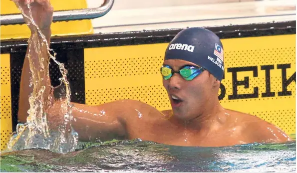  ??  ?? Mission possible: Welson Sim will be returning from his training camp in Melbourne to take part in next week’s Malaysian Open where he will attempt to set a new time in the men’s 1,500m freestyle event.