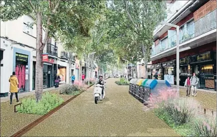  ?? AYUNTAMIEN­TO DE BARCELONA ?? Gran (y pacificado) de Sant Andreu. La calle mayor del barrio barcelonés de Sant Andreu cambiará de sentido de circulació­n en el tramo de la calle Malats a la plaza Mossèn Clapés a partir del verano del 2019, cuando acaben las obra de reforma del vial....