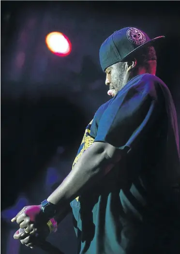  ?? Picture: Gallo Images/ Leon Sadiki ?? HHP performs during the Maftown Heights festival, a popular hip hop festival, at Mary Fitzgerald Square in Johannesbu­rg.