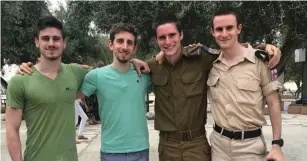  ?? (Supplied) ?? SIMON ZAUBER and his brothers pose together just after his swearing-in ceremony in Jerusalem.