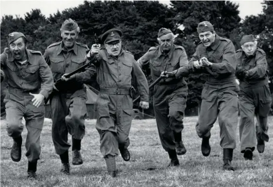  ??  ?? Don’t panic! From left: Jones (Clive Dunn), Walker (James Beck), Wilson (John Le Mesurier), Mainwaring (Arthur Lowe), Frazer (John Laurie), Pike (Ian Lavender) and Godfrey (Arthur Ridley)