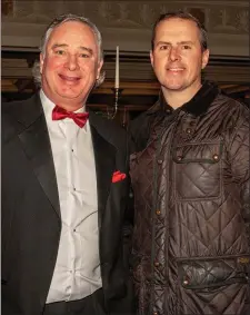  ??  ?? Organising committee member and former Cork hurler Tomás Mulcahy with comedian Aidan Tierney at the tribute and celebratio­n for Dr Con Murphy.