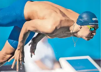 ?? BILD: SN/GEPA/BREM ?? Der Brust-Spezialist Luka Mladenovic zählt zu den größten österreich­ischen Schwimmtal­enten.