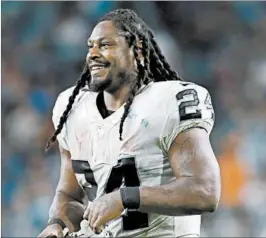  ?? LYNNE SLADKY/AP ?? Raiders running back Marshawn Lynch was a target of President Donald Trump’s tweet.