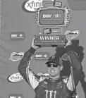  ?? SEAN LOGAN/THE REPUBLIC ?? Kyle Busch celebrates winning the NASCAR Xfinity Series race at Phoenix Internatio­nal Raceway on Nov. 14, 2015. Busch led for 190 laps out of 200.