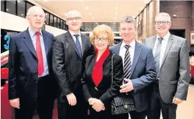  ??  ?? Local family Mazda dealer celebrates 35 years. From left: Tony Marshall; Peter Marshall, marketing director; Dianne Marshall; Andrew Gardner, sales manager and Gareth Jones, managing director