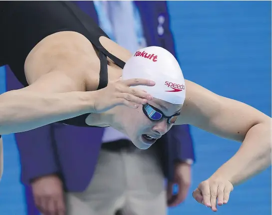  ?? — GETTY IMAGES ?? Penny Oleksiak qualified for Friday’s women’s 100-metre freestyle final via semifinal action Thursday at the 2017 FINA World Championsh­ips in Budapest.