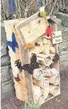  ??  ?? ●●The rockery outside Whitworth Library and the bug hotel created by Whitworth Youth