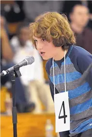  ?? DEAN HANSON/JOURNAL ?? Fifth-grader Adrian de la Peña of Enchanted Hills Elementary School won the Rio Rancho Public Schools spelling bee by correctly spelling “fatuous” on Friday.