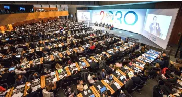  ??  ?? General view of the opening debate of the 2018 edition of the World Trade Organisati­on (WTO) public forum on sustainabl­e trade, on Oct 2, at the WTO headquarte­rs in Geneva. — AFP photo