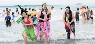  ??  ?? Riding it out . . . South Otago residents Alice Muir and Jazz Finch, both of Milton, and Jenna Cunningham, of Waitahuna, travelled to Dunedin to take the plunge and prove to their friends they were brave enough to do it.