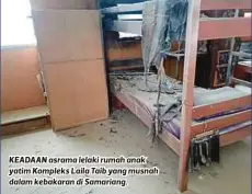  ??  ?? KEADAAN asrama lelaki rumah anak yatim Kompleks Laila Taib yang musnah dalam kebakaran di Samariang.