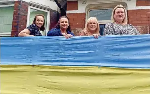  ?? ?? ●●Flying the flag are Vicky Leicester (centre administra­tor at Merseyway), Victoria Nichol (centre manager at Merseyway), Luba Brown (liaison officer at Stockport Ukrainian Club) and Alexandra Poluzyn (brand chair at Stockport Ukrainian Club)