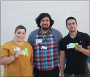  ?? PHOTO ANDY VELEZ ?? FROM LEFT: Imperial County Behavior Health Services Community Outreach members yazmin Fernandez, Joe Saenz and Erik Silva were on hand to provide students at BUHS with informatio­n on mental health awareness.