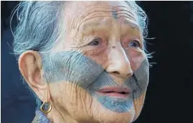  ?? Photo / Tobie Openshaw ?? Iwan Kainu died at the age of 103 in 2017. Her tattoo shows the deeply etched lines of mana for her tribe.