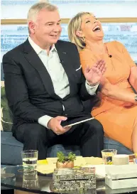  ??  ?? Eamonn and Ruth in happy mood on sofa yesterday