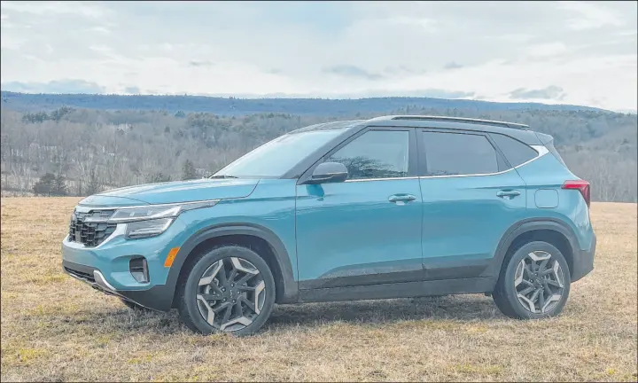  ?? Marc Grasso Tribune News Service ?? The redesigned 2024 Kia Seltos SX Turbo AWD, in Blue Pluton. With a base price of under $30,000, the Seltos boasts tremendous opportunit­ies for an array of consumers.