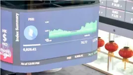  ?? PHOTOGRAPH COURTESY OF PSE ?? MARKET gauge rebounded by 76.77 points after most Metro Manila mayors voted to relax health restrictio­ns.