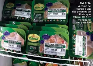  ??  ?? EM ALTA
A carne de frango é um dos produtos da Korin, que faturou R$ 137 milhões no ano passado