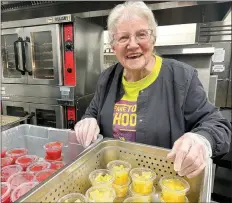  ?? Annette Beard/Pea Ridge TIMES ?? Joyce Raymer began working in the cafeteria for the Pea Ridge School District more than three decades ago in order to have the same schedule as her then-school age children. And, at 77 years of age, she’s still working with a smile.