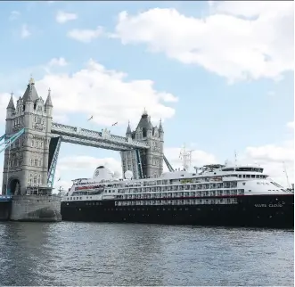  ?? SILVERSEA ?? Silversea’s Expedition­s fleet includes the Silver Cloud, seen passing under London’s Tower Bridge.