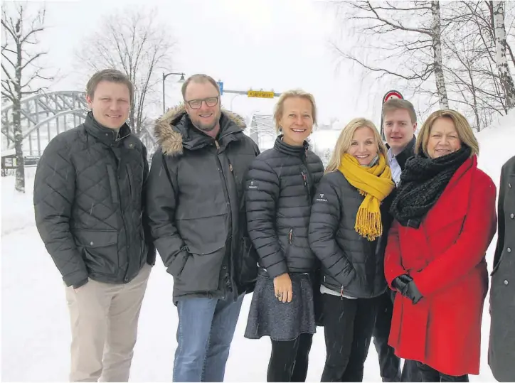  ??  ?? FORNØGDE: Tormod Hynne (f.v.), Olav Kasland, Caroline Laurhammer, Marianne Dale, Christophe­r Askerud, Bjørg Tveito Lundefaret og Mette Haugholt er stolte over å få ny profilerin­g av fylket vårt på