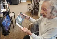  ??  ?? Agnes Weise reads “The Very Hungry Caterpilla­r” during Sunrise Senior Living’s weekly virtual reading program.