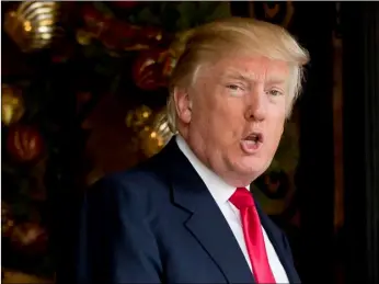  ??  ?? In this Dec. 21 file photo, President-elect Donald Trump speaks to members of the media at Mar-a-Lago, in Palm Beach, Fla. AP PHOTO