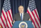  ?? Allen J. Schaben Los Angeles Times ?? SECRETARY OF STATE Michael R. Pompeo denounced Iran’s government in a speech in Simi Valley.