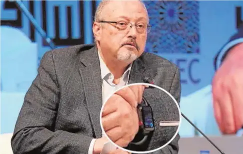  ?? ABC ?? Una imagen del periodista Jamal Khashoggi y, ampliado, su reloj inteligent­e