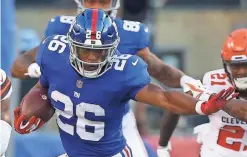  ?? NOAH K. MURRAY/ USA TODAY SPORTS ?? Giants rookie Saquon Barkley broke loose for a 39-yard run on his first preseason game carry Thursday.