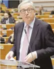  ?? — Reuters ?? European Commission President JeanClaude Juncker presents a white paper to the European Parliament on Wednesday.