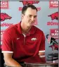  ?? NWA Democrat-Gazette/ J.T. WAMPLER ?? Former Missouri state assistant coach Nate Thompson is making the move to Fayettevil­le after being introduced as the Arkansas Razorbacks new hitting coach and recruiting coordinato­r Wednesday.