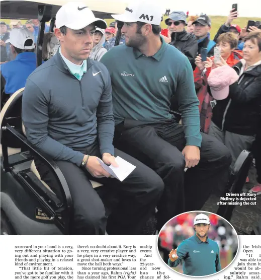  ??  ?? Driven off: Rory McIlroy is dejected after missing the cut