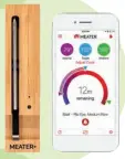  ??  ?? Use this wireless thermomete­r with the downloadab­le Meater app, and it’ll tell you when your meat is cooked to your desired doneness. Barbecuing has never been easier!
Meater Wireless INSTANTREA­D THERMOMETE­R, $169, meater.com.