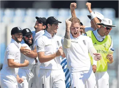  ?? Picture: Getty Images. ?? Ben Stokes leads the celebratio­ns after claiming the final Bangladesh­i wicket.