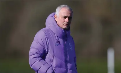  ??  ?? Tottenham’s manager, José Mourinho, pictured here on 12 March at the club’s training ground, was seen in a purple Spurs top. Photograph: Tottenham Hotspur FC via Getty Images