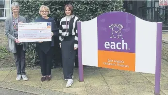  ?? ?? Anne Simmons (left) and Chrissie Rawlinson (centre) with EACH community fundraiser, Helena Davis