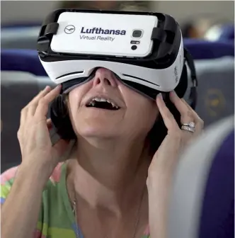  ??  ?? Lufthansa passengers have undertaken virtual excursions, with VR goggles