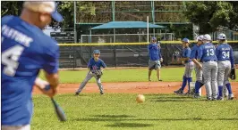  ?? BILL INGRAM / THE PALM BEACH POST ?? Coach Tom Pastore hits grounders to his Phipps Park Barracudas all-stars during practice Saturday in West Palm Beach.