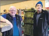  ?? KG_T45_Menshed01 ?? John McAllister and Colin Turtle in the Men’s Shed former workshop.