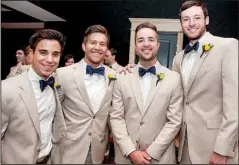  ??  ?? Scott Brantingso­n of Bethlehem, Pa., John Warren of Jacksonvil­le, Fla., Brandon DeGroat of Little Rock and Slater Belew
of Chattanoog­a, Tenn., brother of the groom