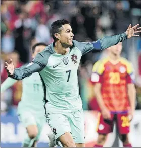  ?? FOTO: EFE ?? Cristiano Ronaldo celebra el 0-1 marcado en Andorra