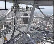  ?? ERIC RISBERG — STAFF PHOTOGRAPH­ER ?? The 61-story Salesforce Tower and an adjacent transit center represent a shift in San Francisco, one that pits the technology industry against the city’s neighborho­ods.