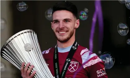  ?? Photograph: Zac Goodwin/PA ?? Declan Rice led West Ham to Europa Conference League glory against Fiorentina.