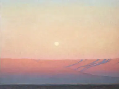  ??  ?? David Grossmann, Moon Rising Over the Grand Mesa, oil on linen panel, 30 x 40"