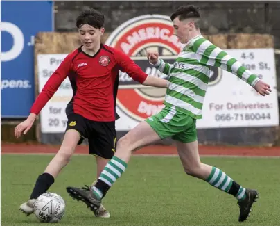  ??  ?? Shane Barrero, Tralee Dyanmos in action against Listowel FC during their Under 14 Premier game played at Mounthawk soccer grounds Tralee last weekend Photo by Domnick Walsh / Eye Focus