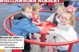  ??  ?? Round the tableEva McNab, Isla and Harvey Montgomery and Annie Gaughan 241017whit­lawburn_02